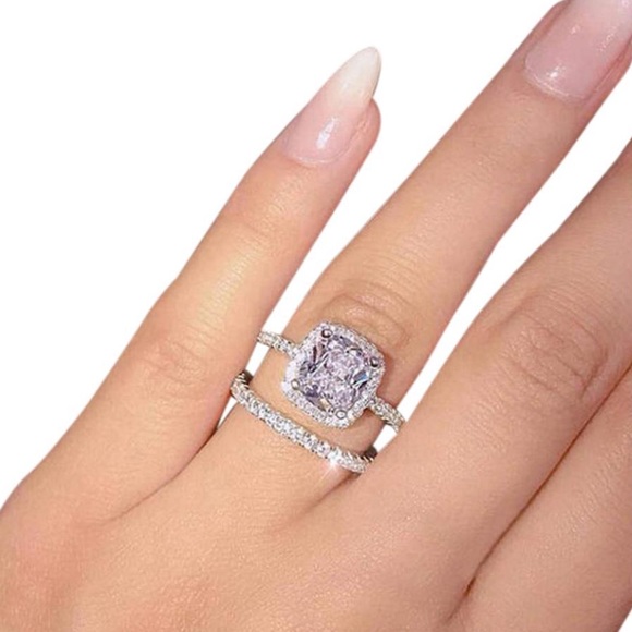 Engagement sterling silver set ring - Picture 2 of 3